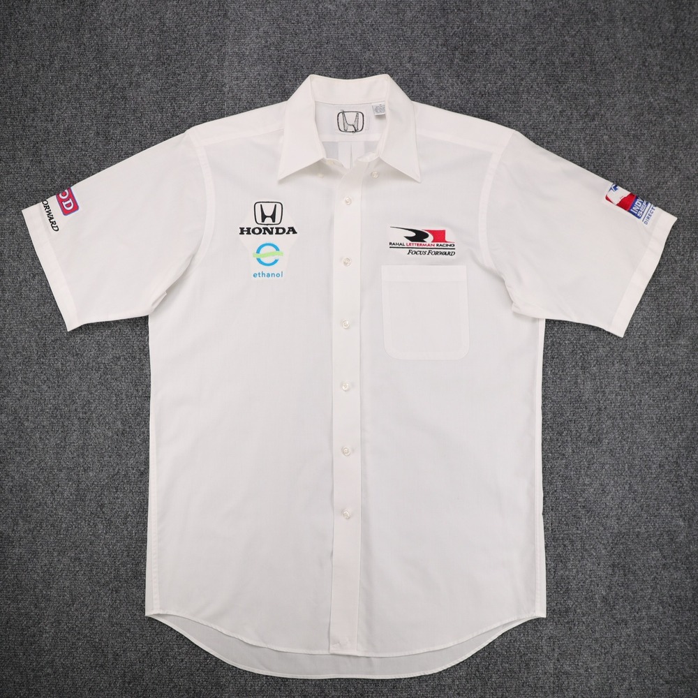 Honda Rahal Letterman Racing IndyCar Pit Crew Shirt Mens Medium White Short‎